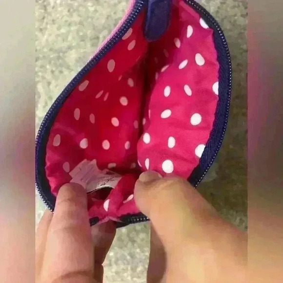 Disney Parks Minnie Mouse Wristlet Navy/Pink Stripe - Picture 5 of 6